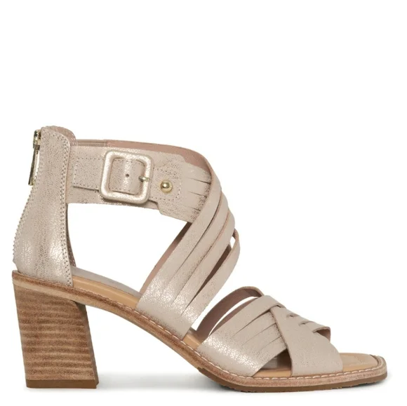 NWOT Donald Pliner Junnah Pale Gold Strappy Heel Sandals Women's Size 7.5M - Picture 1 of 13